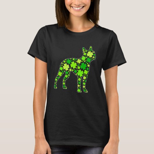 T-shirt Funny Puppy Shamrock Boston Terrier Dog St Patrick (Devant)