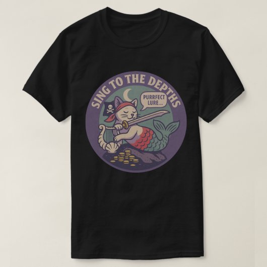 T-shirt Funny Purr-maid Pirate Cat Art (Design devant)