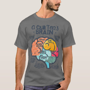 T-SHIRT FUNNY QUILTERS BRAIN QUILT QUILTING SEWWING STITCH