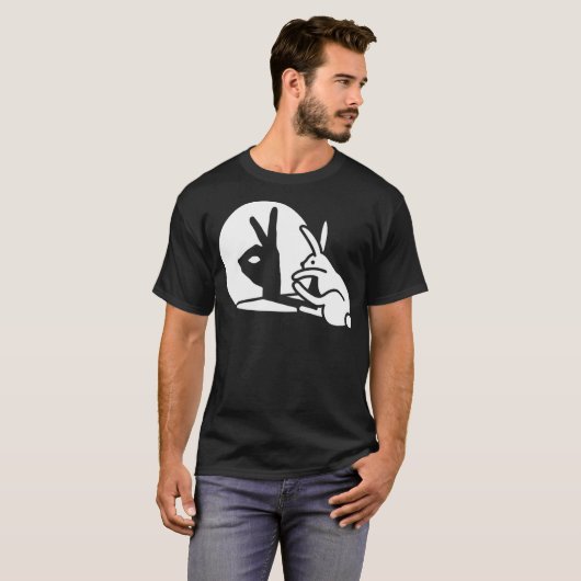 T-shirt Funny Rabbit hand shadow projection bunny hare pop (Devant entier)