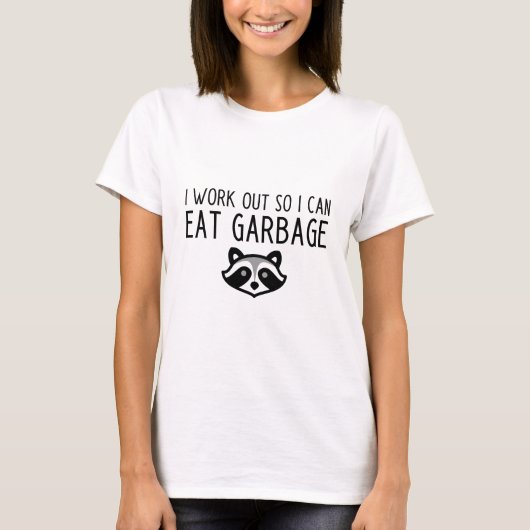 T-shirt Funny Raccoon Workout Slogan (Devant)