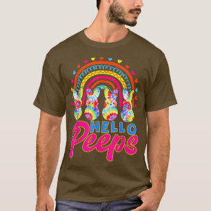 T-shirt Funny Rainbow Bunnies Bonjour Pâques Tie Dye Happy