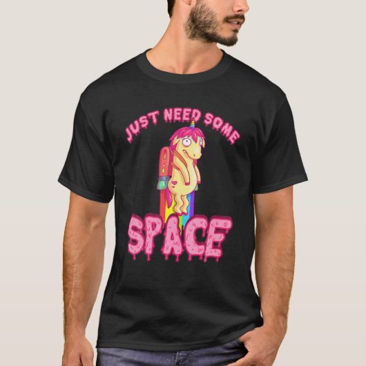 T-shirt Funny Rainbow Rocket Unicorn (Devant)
