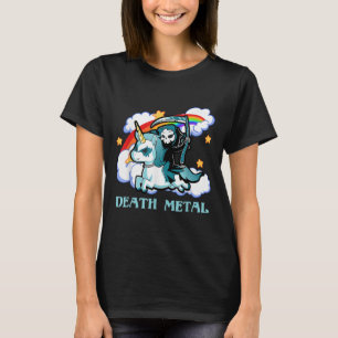 T-shirt Funny Rainbow Skeleton Unicorn Death Metal Music F