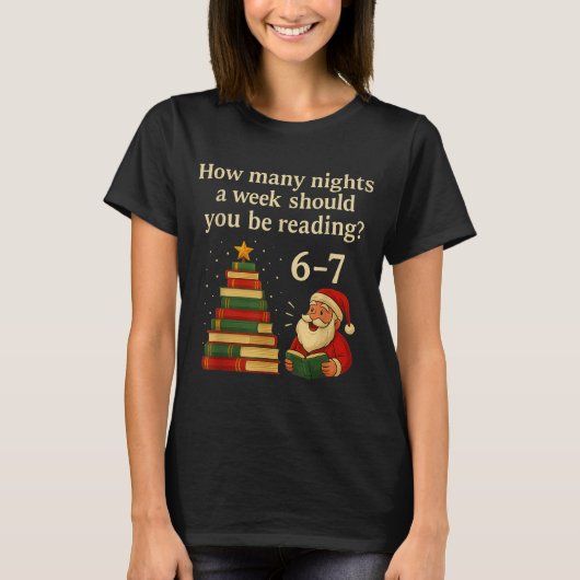 T-shirt Funny Reading Christmas Tree Book– Reading 6 7 Mem (Devant)