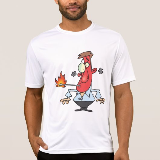 T-shirt Funny Red Face Man with Thermometer Fever (Devant)