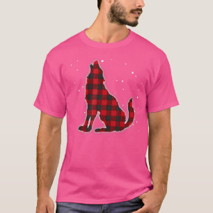 T-shirt Funny Red Plaid Wolf Howling Matching Buffalo Fami