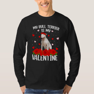 T-shirt Funny Red Rose Flower Heart Bull Terrier Chien Val