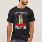 T-shirt Funny Red Rose Flower Heart Golden Retriever Chien (Devant)