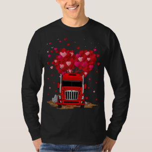 T-shirt Funny Red Truck Lover Heart Shape Red Truck Valent