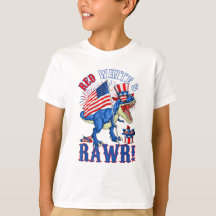 Funny Red White & Rawr T Rex USA Drapeau 4 juillet