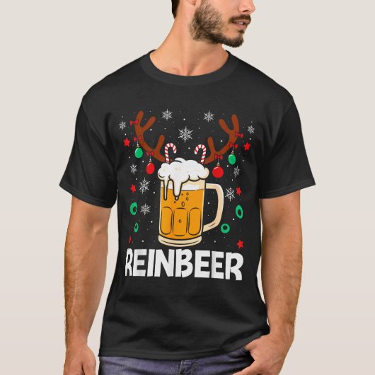 T-shirt Funny Reinbeer Winedeer Beer Wine Matching Couples (Devant)
