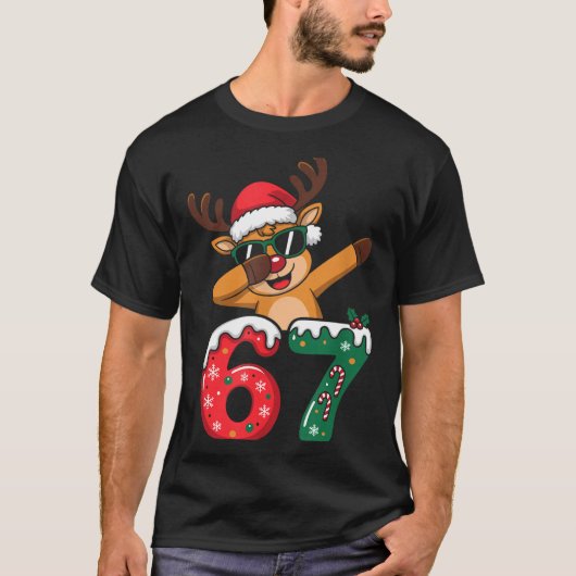 T-shirt Funny Reindeer Dab Six Seven 67 Christmas Dabbing (Devant)
