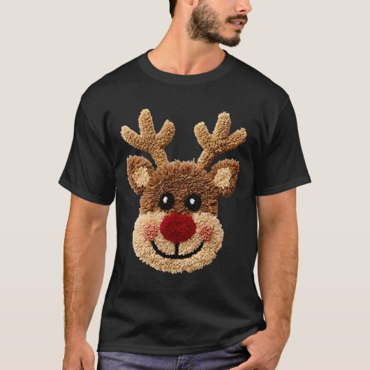 T-shirt Funny Reindeer Rudolph Crochet Merry Christmas Xma (Devant)