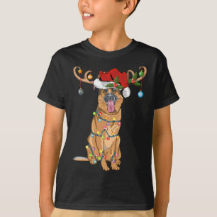 T-shirt Funny Reindeer Santa Hat Berger allemand Noël