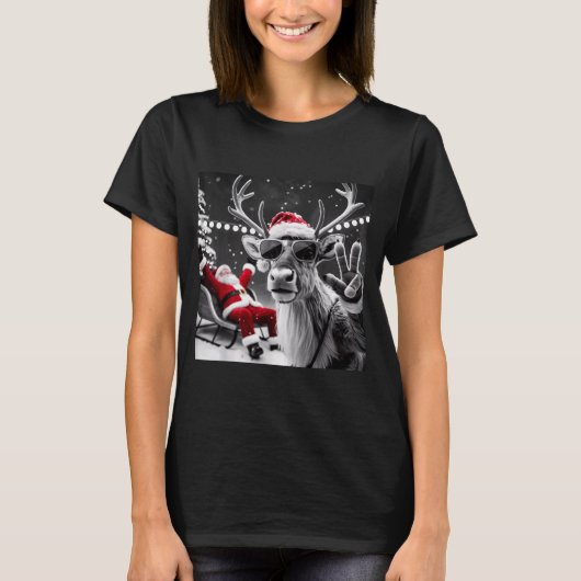 T-shirt Funny Reindeer Selfie Christmas (Devant)