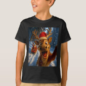T-shirt Funny Reindeer Selfie Santa Merry Christmas Men Wo (Devant)