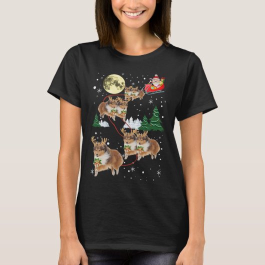 T-shirt Funny Reindeer Sheltie Noël Amoureux de les chiens (Devant)