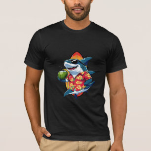 T-shirt Funny Requin hawaïen boit de la noix de coco" T-sh