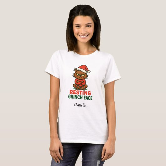 T-shirt Funny Resting Grinch Face Christmas – Custom Name (Devant entier)