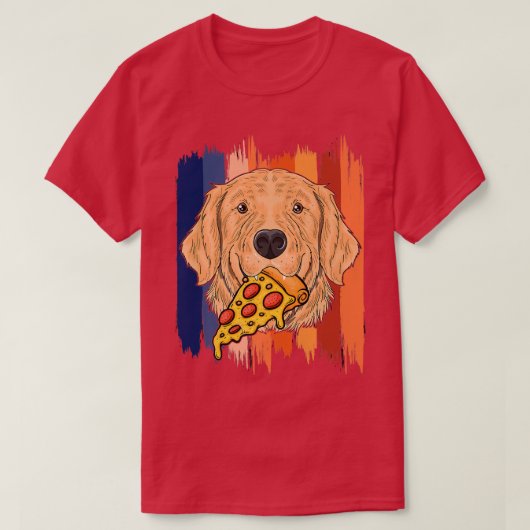 T-shirt Funny Retriever Dog Face With Pizza Golden Retriev (Design devant)