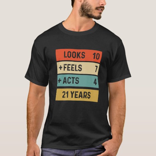 T-shirt Funny Retro 21E Anniversaire 21 Anniversaire Né En (Devant)