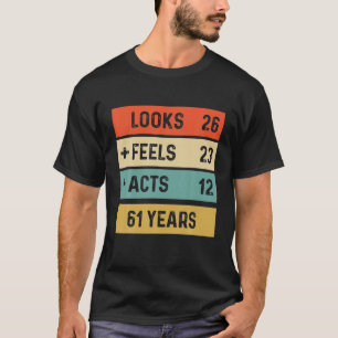 T-shirt Funny Retro 61E Anniversaire 61 Anniversaire Né En