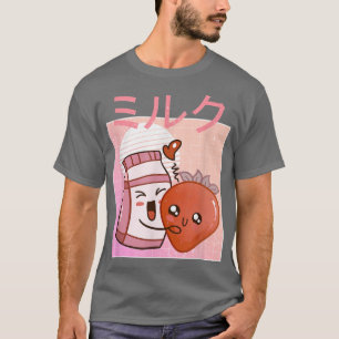 T-shirt Funny Retro 90s Japonais Kawaii fraise Lait Ca