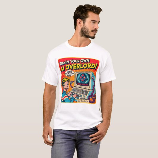 T-shirt Funny Retro AI Tee Train Your Own AI Overlord (Devant entier)