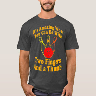 T-shirt Funny Retro Bowling Ball Deux doigts et un
