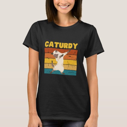 T-shirt Funny Retro Dancing Chat le samedi aka Caturday (Devant)