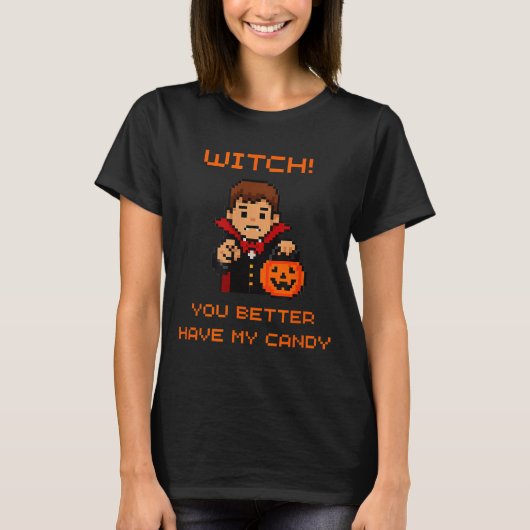 T-shirt Funny Retro Halloween Trick Or Treat (Devant)
