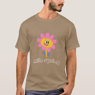T-shirt Funny retro hello spring day groovy flowers cute f