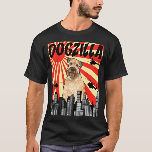 T-shirt Funny Retro Japanese Dogzilla Soft Coated Wheaten  (Devant)