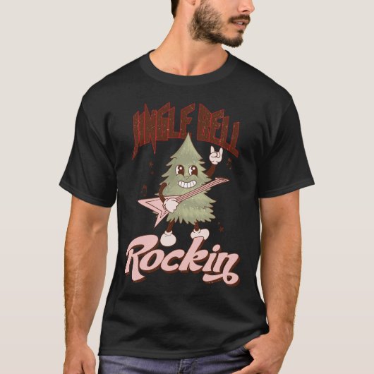 T-shirt Funny Retro Jingle Bell Rocking Christmas Tree (Devant)
