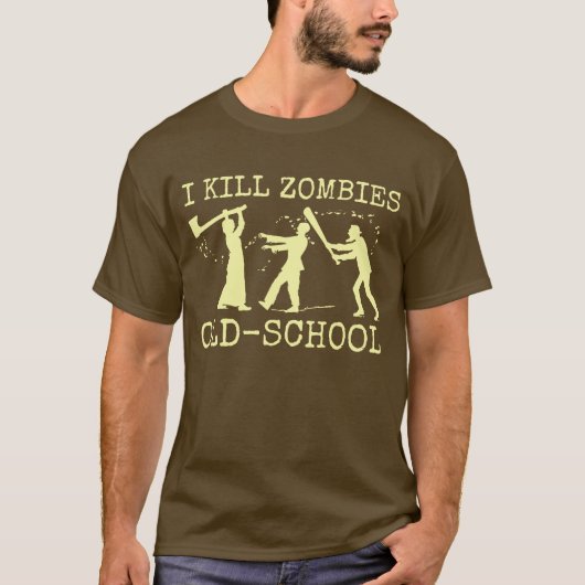 T-shirt Funny Retro Old School Zombie Killer Hunter (Devant)