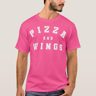 T-shirt Funny Retro Pizza & Wings Varsity College Style Bu