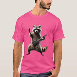 T-shirt Funny Rock Raccoon Music Roll Heavy Animal Dance G
