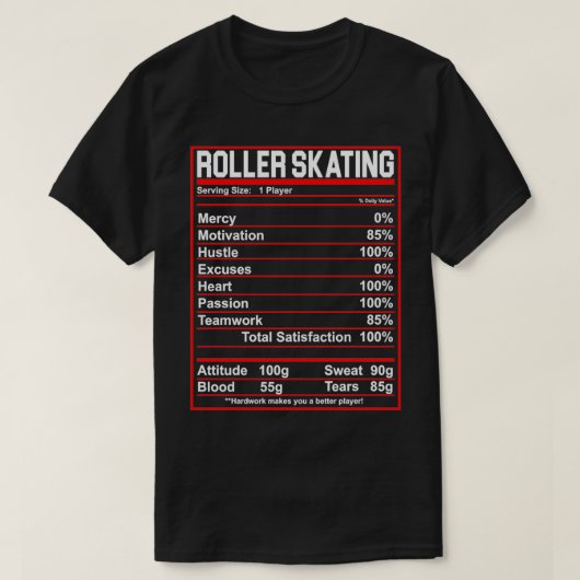 T-shirt Funny Roller Patinage Nutrition Facts Patinage (Design devant)
