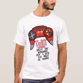 T-shirt Funny Rouge Joystick Fête des pères blanc (Devant)