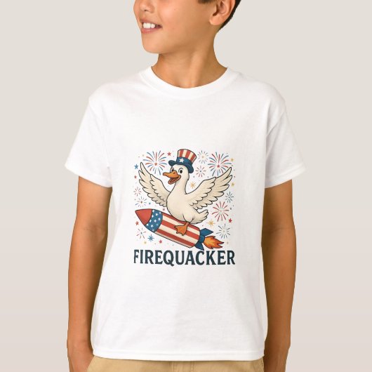 T-shirt Funny Rubber Duck USA Patriotic Firequacker 4e (Devant)