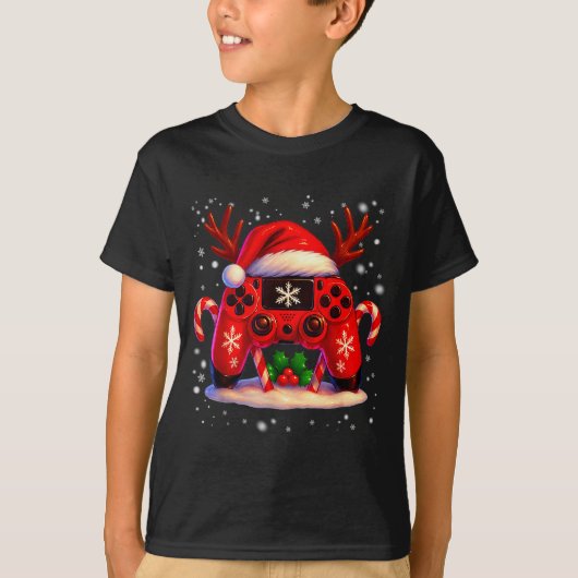 T-shirt Funny Rudolph Game Controller Christmas Xmas Boy K (Devant)