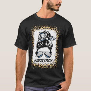 T-shirt Funny Rugby Maman Messy Bun Joueur Maman Fête des 