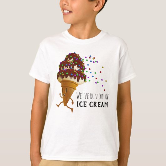 T-shirt Funny Run Out of Ice Cream Cartoon (Devant)