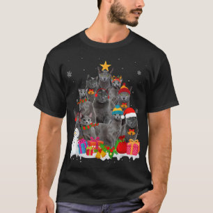 T-shirt Funny Russe Bleu Arbre de Noël Animal Amoureux des