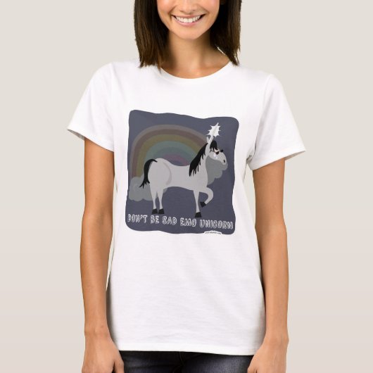 T-shirt Funny Sad Emo Unicorn (Devant)