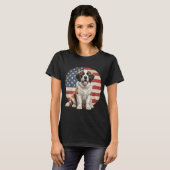 T-shirt Funny Saint Bernard Dog American Flag  (Devant entier)