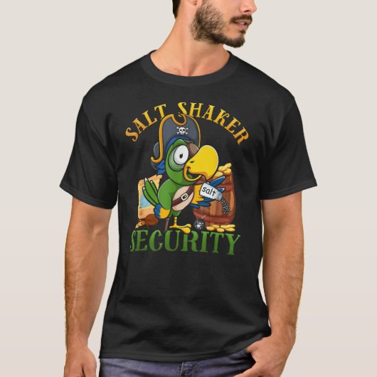 T-shirt Funny Salt Shaker Security Pirate Head Parrot Conc (Devant)
