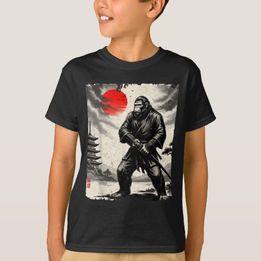 T-shirt Funny Samurai Bigfoot Japanese Art Graphic Tee Ani (Devant)