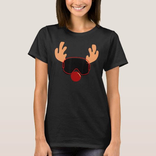 T-shirt Funny Santa Claus Reindeer In Goggles, Very Cute F (Devant)